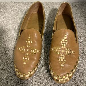 Tory Burch Marlow Tan Leather Loafer Flats 8.5